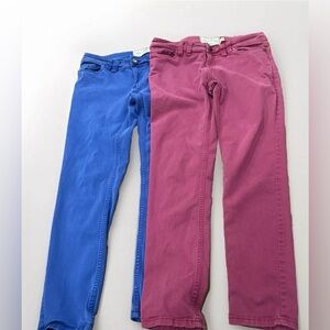 2 PAIRS AVENTURA Mid Rise Slim Straight Jeans Size 6 Pink & Blue Organic Cotton